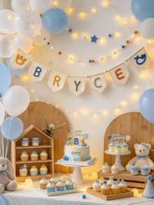 1pc Customized Lace Name Banner, Handmade Yarn Letter Garland, Personalized Baby Girl Decor, Neutral Nursery Wall Hanging, Personalized Felt Name Flag, Birthday Party Decoration, Christmas Gift - Multicolor - View 3