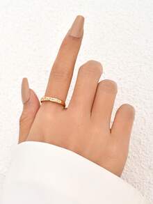 Micro-Inlaid Gold Minimalist Star Zirconia Open Adjustable Ring Women's Accessory Jewelry - Yellow Gold - View 1