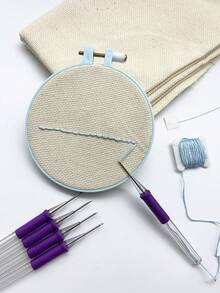 [1/5/10 Set]Fine Tip Punch Needle Set, Transparent Handle Yarn Punch Needle, With Threading Tool, For Making Keychains, Small Ornaments, Fabric Appliqué, Pillow Patterns, And Christmas Decorations, Punch Needle Embroidery Handmade - Fine-tip Needle - View 6