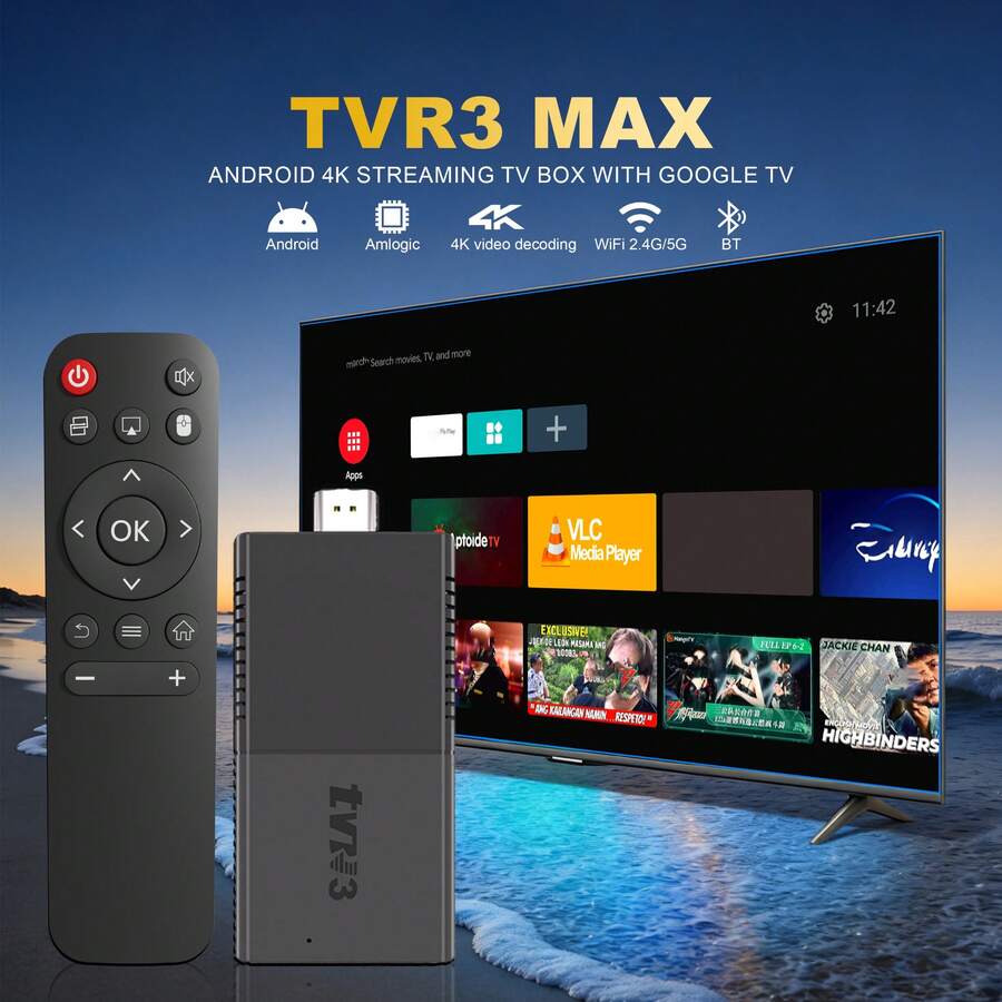 2026NEW Android 14 TV Stick, Resolusi 4K Ultra HD, RAM 8GB, Penyimpanan 128GB, Prosesor Allwinner 64-Bit, Wi-Fi 2.4/5Ghz, Wireless 5.0, Antarmuka Kontrol Cerdas, Konektor USB - Hitam - View 1