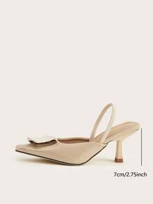 Women's Elegant Pointed Toe Slingback High Heel Shoes - Apricot - View 5