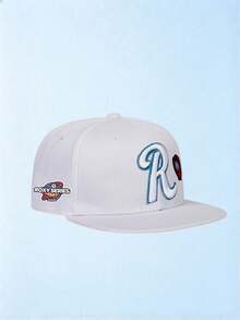 1PC Unisex Flat Brim Baseball Cap, Letter R Embroidery, Side Letter Graphic Print, Adjustable Fashion Hat, For Hiking, Casual, Street, Party & Travel - Multicolor - View 6