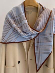 1PC Women Vintage Plaid Print Triangle Scarf Fall Winter Shawl Wrap Hijab Head Scarf Bandana For Dress - Multicolor - View 15