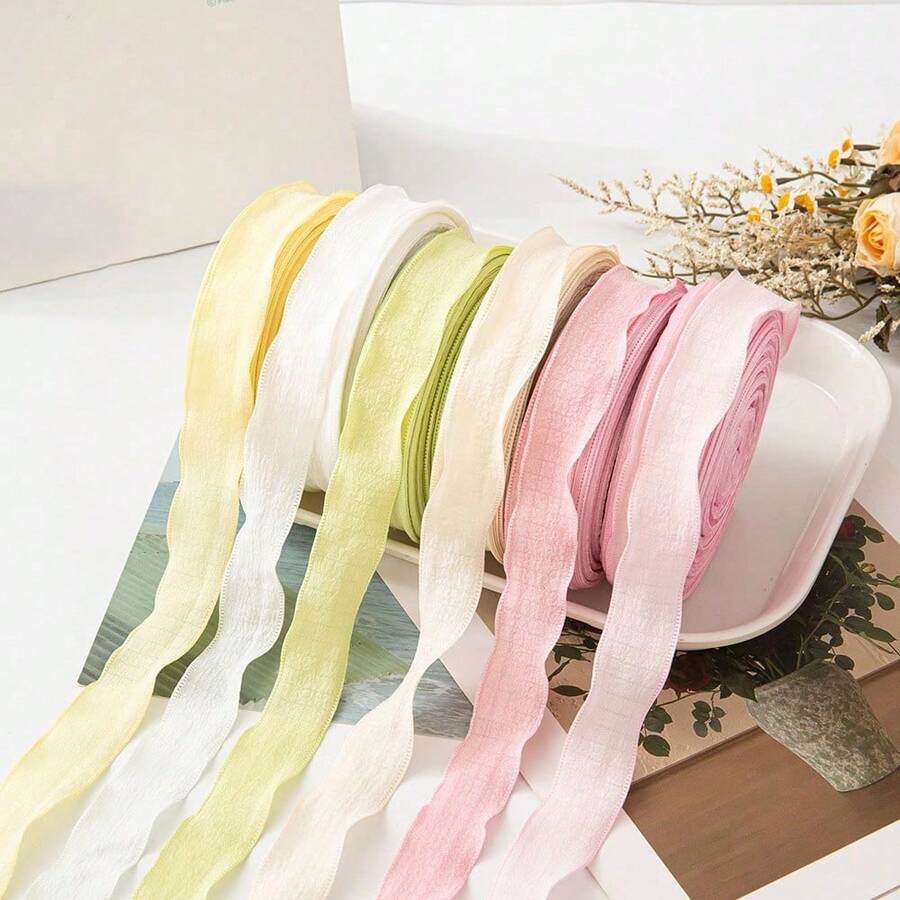 Colorful Gift Wrapping Ribbon, Woven Ribbon, Satin Ribbon, Silk Ribbon, Woven Ribbon, Used For Rose Decoration, Gift Box Packaging Bows