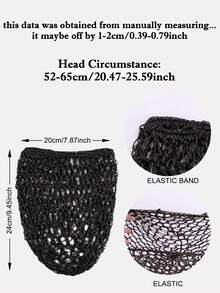 1pc Women's Handmade Crochet Hair Net Wig Cap, Faux Silk Hair Cover, Suitable For Daily Use - Black - View 3