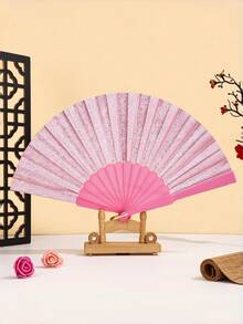 Shiny Fabric Folding Fan, Summer Essential, Suitable For Festivals, Music Events, Parties And Beach, Unique Fan Brings You Unique Charm - A - View 5