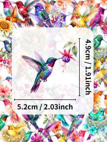 50pcs Watercolor Hummingbird PET Stickers, Cute Transparent Bird Floral Plant Stickers, Waterproof Decorative Stickers For Laptop, Water Bottle, Scrapbook, Nature Lover Gift - Multicolor - View 2