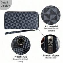Men's Long Wallet Zipper Wallet With Multiple Card Slots Minimalist Phone Wallet With RFID Blocking Credit Card Wallet Business Card Holder Men's Wallet Card Holder Men's Travel Wallet Gift For Men - Black - View 4