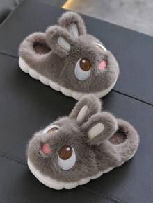 1 Pair Kids Cute Rabbit Design Slip-On House Slippers - Coffee Brown - View 4