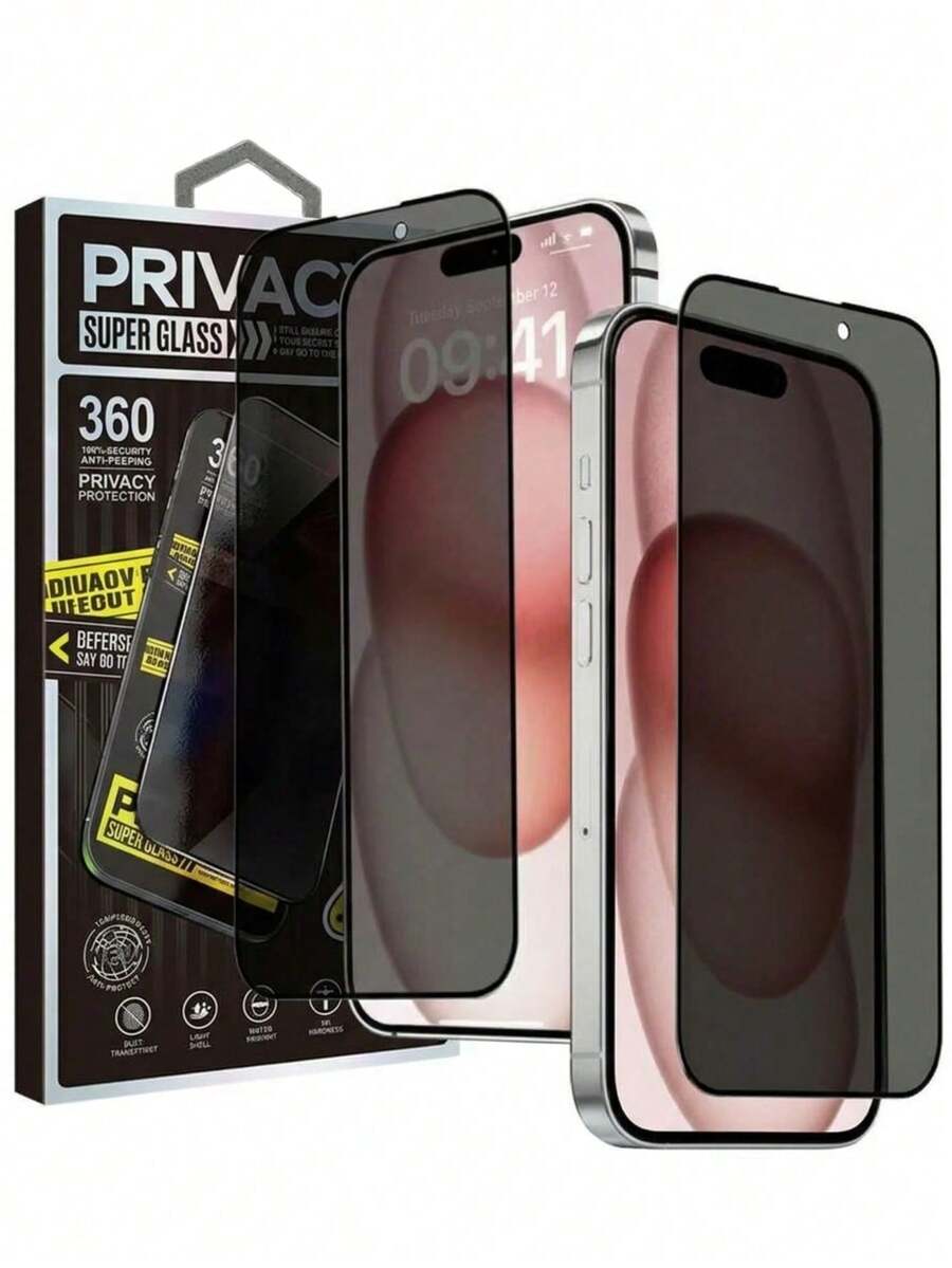 2pcs (Silk Screen Anti-Peeping) Tempered Glass Screen Protector Compatible With Apple 17 Series/18 Series, Phone Privacy Film, Scratch-Resistant Protective Cover, High-Quality Material, Privacy Film, Protective Case, Tech Enthusiasts, Mobile Gamers. - Compatible With 18/17/17 Pro/17 Pro Max, Fits Duo/18 Pro/18 Pro Max, Black Edge Anti-Peeping Protective Film. Phone Accessories.