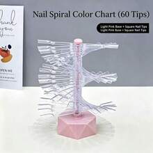 60 Colors Spiral Nail Art Display Rack, Fan-Shaped Rotating Color Card For Nail Art Practice, Display And Exhibition, Flat Head Nail Tips/Round Head Nail Tips Optional - Multicolor - View 10