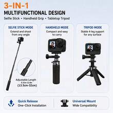 Multifunctional Extendable Action Camera Selfie Stick Tripod, Handheld Grip & Desktop Stand 2-In-1, With Portable Hanging Clip, Suitable For Vlog, Travel, Live Streaming And Outdoor Shooting - View 5