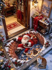 1pc Climbing Santa Claus Doormat, Christmas Gift, Hallway Runner Rug, Area Rug, Home Decor, Living Room Area Rug, Living Room Home Decor, Room Decor, Washable Carpet - Climbing Santa Claus - View 2