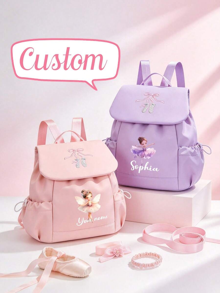 1pc Customizable Dance Ballet Drawstring Backpack, Perfect For Back To School Season, With Handle And Adjustable Shoulder Straps, Drawstring Pouch Design, Large Capacity Nylon Material, Suitable For Daily Use, Outings, Shopping And Travel, Great Birthday Or Christmas Gift - Backpack - View 1
