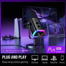FIFINE USB/XLR Dynamic Microphone For Podcast Recording, PC Computer Gaming Streaming Mic With RGB Light, Mute Button, Headphones Jack, Desktop Stand, Vocal Mic For Singing-FIFINE AM8 (Global Version) - View 10