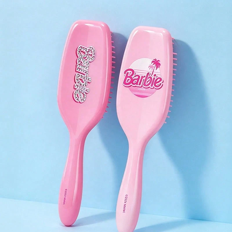 Miniso Barbie Pink Collection Cushion Hair Brush, Diamond & Gradient Style Detangling Comb, Soft Bristle Anti-Static Hair Styling Tool, Birthday Gift For Girls(1PC) - Multicolor - View 1