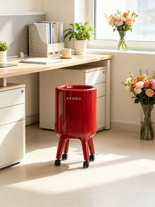 1pc Multi-Color Plastic Rolling Trash Can With Smooth Silent Wheels, Suitable For Hallway, Yard, Garage, Office And Daily Use - multicolor - View 7