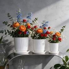 Plastic Flower Pots For Indoor Use; Sturdy And Durable With A Stylish Appearance, Featuring Drainage Holes And Saucers-Perfect For Growing Indoor Flowers And Plants. - A - View 7
