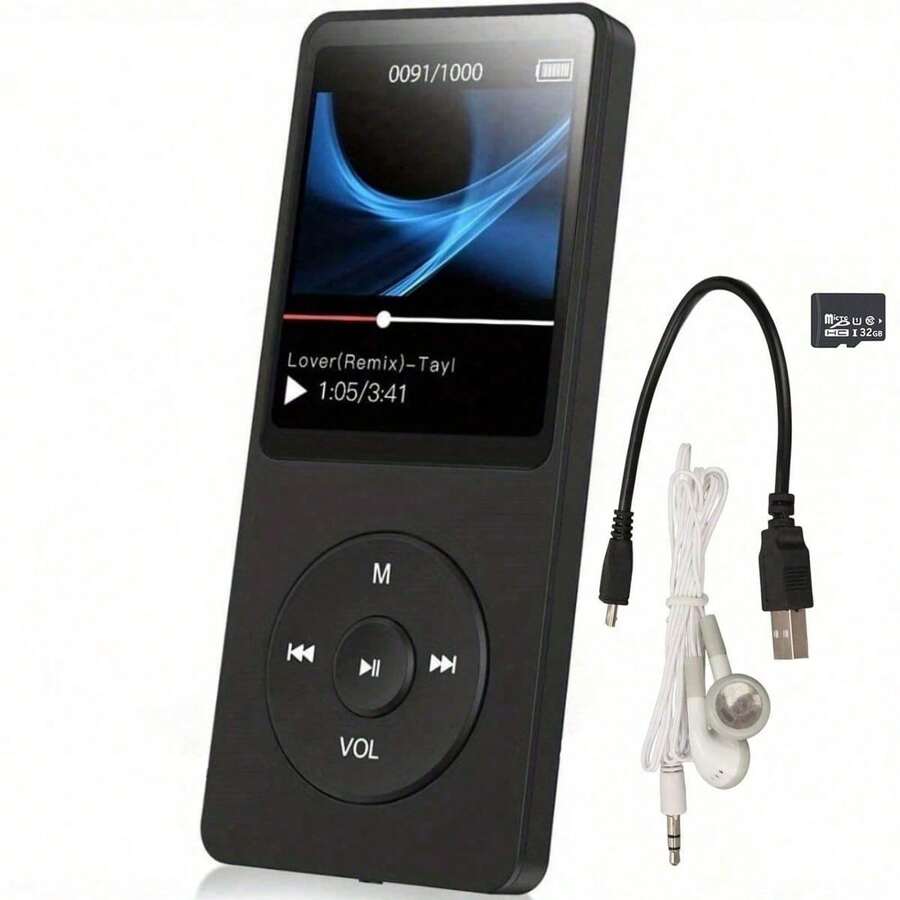 1.8-Inch LCD Screen MP3 MP4 Music Player, Bluetooth Support, 32GB TF Card, High-Definition Speaker, FM Radio, Voice Recorder, E-Book Reader, Lossless Audio Quality Mini Portable Audio Player, Suitable For Sports And Running, Ideal Birthday And Christmas Gift, 150mAh