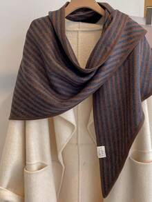 1PC Striped Print Women Triangle Scarf Fall Winter Hijab Shawl Cover Up For Dress Bandana Head Scarf - Multicolor - View 6