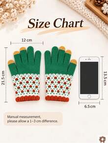 1Pair Aesthetic Knit Gloves Provide Excellent Warmth Lock Temperature Thickened Plush Lined Full Finger Mittens For Female Students Cute Floral Pattern Hand Cover Ideal For Winter School Commuting Cold Weather Gear Autumn Winter Accessories - Multiple Styles - View 11