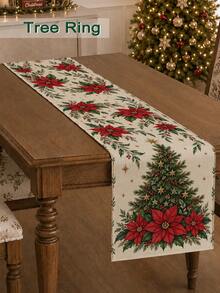 1pc Christmas Style Christmas Ball Print Table Runner, Kitchen Decor, Table Runners, Christmas Home Decor, Christmas Decorations For Home, Microwave Dust Cover, Kitchen Decoration Tablecloth, Home Decor Table Runner, Party, Holiday Decoration Tablecloth, Fireplace Runner, Room Decoration Bed Runner - Multicolor - View 2