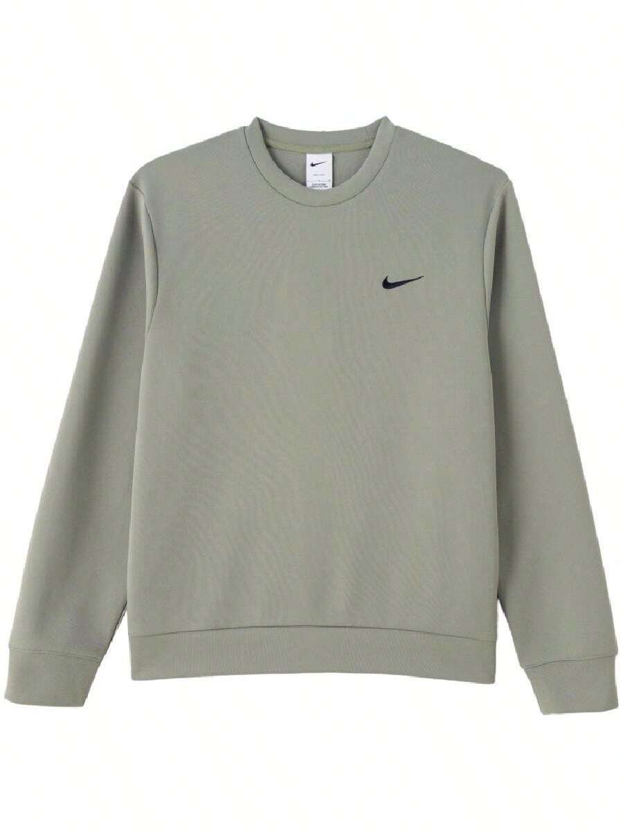 Nike Men's Sports Sweatshirt M NK DF UV FLEX FLC CREW Solid Color Crew Neck Casual Pullover Top IF2978-320 - Black/Light Grey-green - View 1