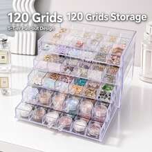 1pc Multi-Layer Acrylic Transparent Fashionable Practical Multi-Function Nail Art Grinder Nail Decoration Nail Tip Storage Box, Suitable For Rings, Earrings, Necklaces, Bracelets And Other Jewelry Storage - Multicolor - View 6