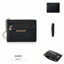 1pc-Baellerry Women's Lychee Texture PU Leather Keychain Coin Purse, Dual Zipper Multi-Compartment Card Holder, With Metal Key Ring, Lightweight Portable Travel Outdoor Commute Mini Card Holder - Multicolor - View 16