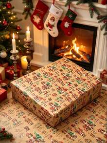 4/8PcsChristmas Wrapping Paper,50x70cm Luxury Holiday Gift Wrap With Santa Claus, Nutcracker,Magic Portal&Gift Bear Prints, Christmas Gift Packaging Paper For Presents,Birthday,Holiday Parties, DIY Crafts&Festive Decorations,Christmas Wrapping Paper - Multicolor - View 6