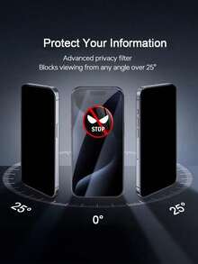 4pcs Tempered Glass Privacy Screen Protector For IPhone 11 12 13 14 15 16 17 Pro Max, 5X Stronger Tempered Glass, Invisible Protection, No Fingerprints, Easy Installation, Suitable For IPhone 14 15 16 Plus, Birthday, Family, Friend Gift, Anti-Peeping, Phone Screen Protector, Phone Accessories, Waterproof, Anti-Fall, Anti-Scratch, Anti-Fingerprint, Full Screen Coverage - Black - View 2