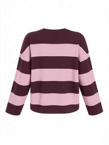 Áo dệt kim tay dài kẻ sọc size lớn cho nữ, phù hợp cho mùa thu, độ co giãn vừa, dáng regular, phong cách preppy - Nhiều màu - Xem 6