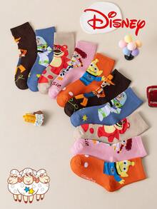 10/5/1 Pair Disney Kids Socks, Colorful Cartoon Character Mid-Calf Socks, Warm Autumn/Winter Christmas Gift Socks - Multicolor - View 2