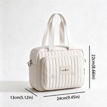 1pc Portable Mommy Bag, Cute Embroidered Pattern Shoulder Bag, Mommy Handbag Organizer, Suitable For Mom's Daily Use - Beige Stars and Moon - View 4