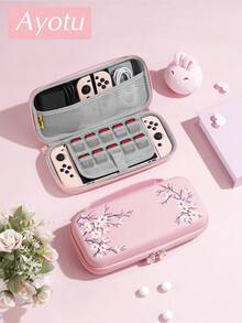 Ayotu Compatible With Switch/Switch OLED/Switch Lite Cherry Blossom Tree Pattern Game Console Shell And Accessories, The Package Includes A Protective Case, Storage Bag, Base Shell, Handle Protective Cover And Other Styles Of Accessories To Choose From. - Multicolor - View 3