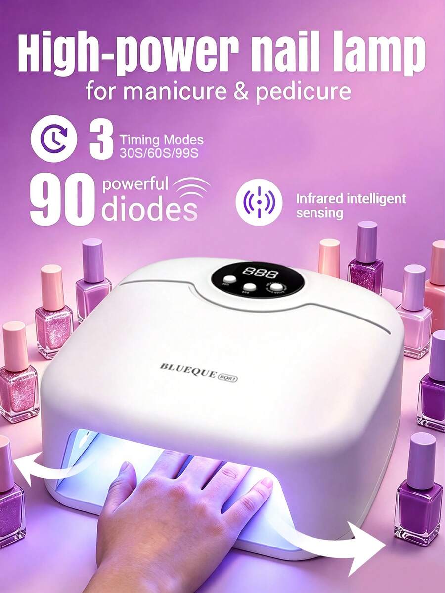 ALUSHEE Đèn hơ gel làm móng 90 LED với màn hình kỹ thuật số đảo ngược, cảm biến hồng ngoại thông minh UV, 3 chế độ hẹn giờ điều chỉnh, khay tháo rời, thiết bị đèn làm móng và chăm sóc móng chân dùng cho gia đình và salon