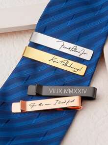 Personalized Tie Clip, Custom Carved Groom Groomsman Tie Clip, Wedding Gift, Commemorative Gift, Groom Bride Father Gift, Wedding Gift, Groom Gift - Tie Clip - View 3