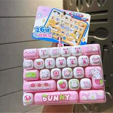 Animal Diary Cartoon Strawberry Rabbit Stress Relief 26-Key Keyboard, Mechanical Feel Keyboard, Clicky Sound Keyboard, Detachable Random Assembly Keyboard Toy, Keychain Pendant Toy Backpack Decoration - Multi-color - Random Style 1pcs - View 2