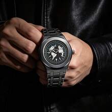 1pc Round Case Earth Pointer Quartz Men's Watch, Made Of Zinc Alloy Material And Quartz Movement, Suitable For Men's Daily Casual, Sports And Various Occasions, An Excellent Choice For Autumn/Winter Gifts - one-size - View 10
