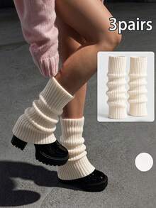 1/3/6 Pairs Slouch Socks, Fashionable And Versatile Solid Color Slouch Socks, Cute And Sweet Women's Sock Covers - Multicolor - View 11