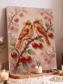 DIY Two Birds On Cherry Branch Pearl Painting Kit, Unframed Handmade Pearl Mosaic Wall Decor - A - View 2