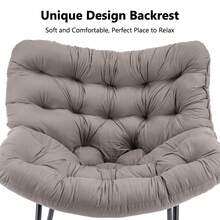 Cushioned Egg Rocking Chair Large Outdoor Wicker Chair With Rattan Design, Metal Frame Comfortable Seat For Patios - White - View 6