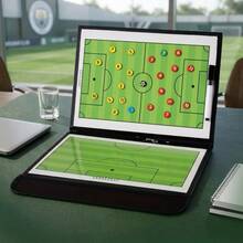 PU Leather Foldable Football Tactical Board, Magnetic Pieces With Erasable Marker, Double-Sided Football Field Layout, Portable Zipper Bag Design. Suitable For Football Coaches To Explain Tactics Before Matches, Players To Discuss Training, And Outdoor Game Management. - Multicolor - View 12