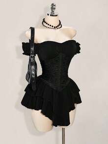 Women Long Dresses - Matte Black - View 5