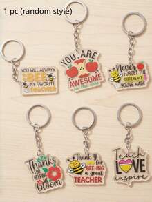 6/1pc Teacher's Day Keychain Set, Teacher's Day Commemorative Gift, Thank You Teacher, Unisex, Backpack Charm, Car Keychain, Suitable For Daily Wear, Vacation, Party, Event Souvenir, And The Best Gift For Teachers - Multicolor - View 9