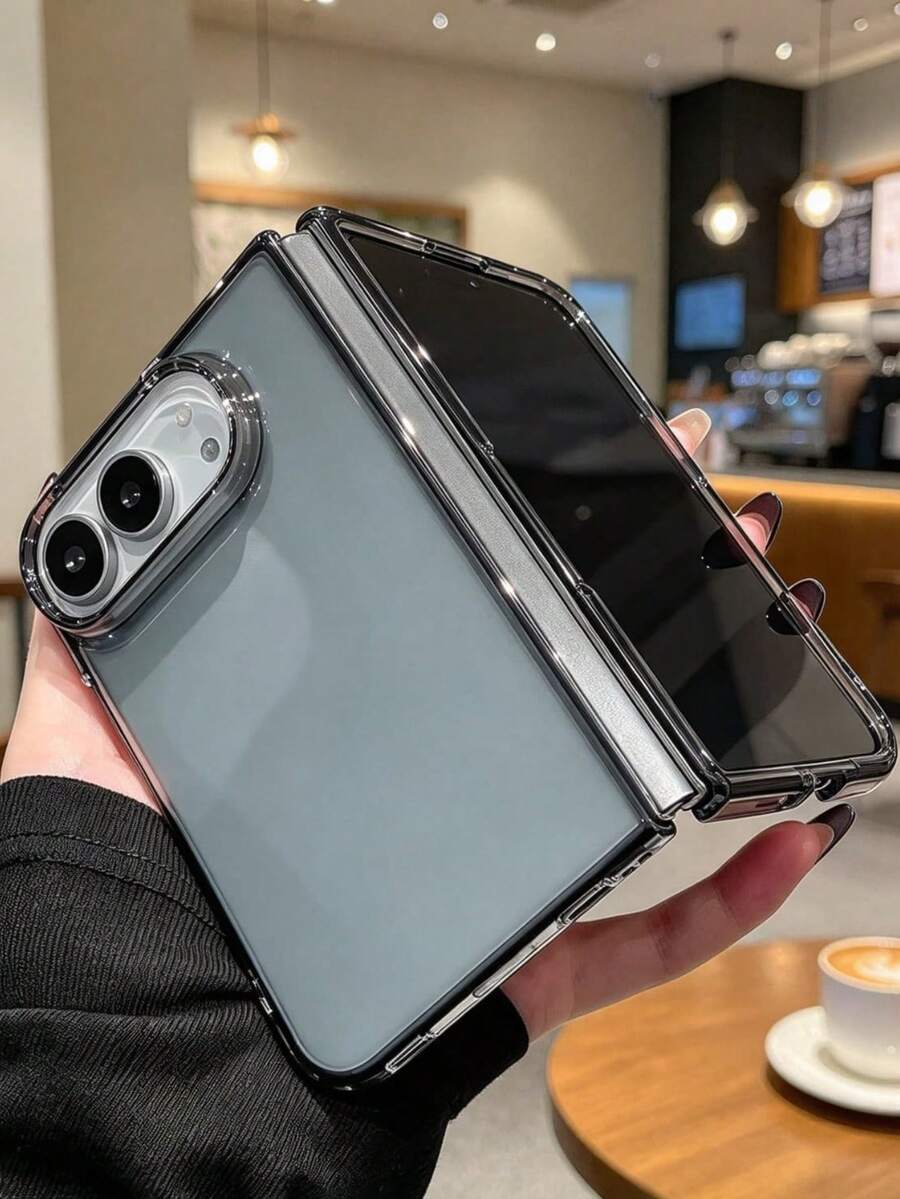 1件裝壓克力透明硬殼保護殼,相容 iPhone Duo Fold 與 Duo Ultra Fold,防震殼含頂部前蓋與底部後蓋 - 透黑 - 查看 1