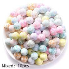 10Pcs 15mm Fresh Colorful Plant Leaf Print Silicone Beads, Multiple Colors Available, Suitable For Holiday Decoration, Jewelry Making, DIY Creative Craft Accessories - Multicolor - View 18