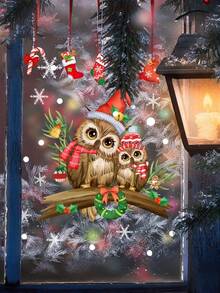 Brodark 1pc Christmas Tree Branch Cartoon Owl Glass Sticker Christmas Window Decoration Sticker Self-Adhesive Wall Sticker 2026 Christmas Glass Sticker Self-Adhesive Double-Sided Visible Static Sticker - 1PC - View 11