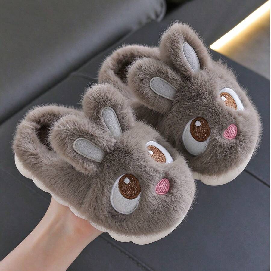 1 Pair Kids Cute Rabbit Design Slip-On House Slippers