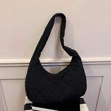 Quilted Diamond Padded Underarm Bag, Minimalist Lightweight Large Capacity Crescent Bag, Casual Versatile One Shoulder Tote Bag - Multicolor - View 6
